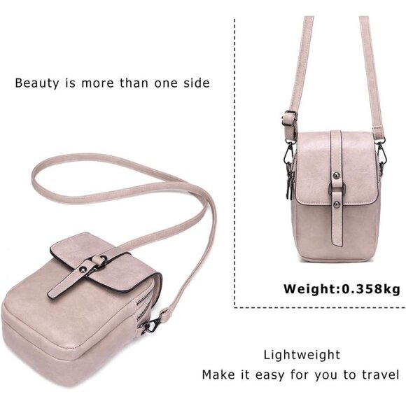 Women's Pink Vintage Cross Body Phone Bag Small Messenger Shoulder Handbag - Picture 7 of 7